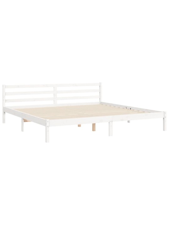 Postel bez matrace bílá 200 x 200 cm masivní borovice