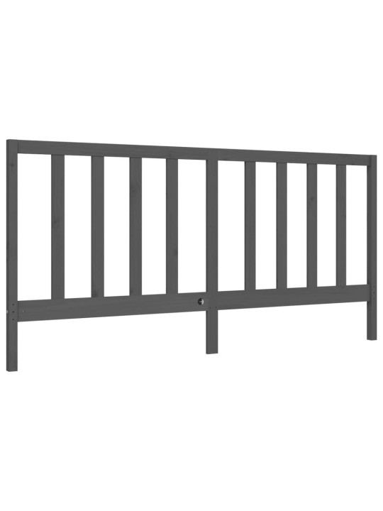Rám postele s čelem šedý 200 x 200 cm masivní dřevo