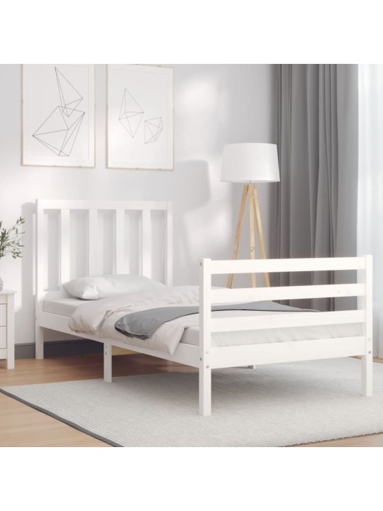 Rám postele s čelem bílý Small Single masivní dřevo