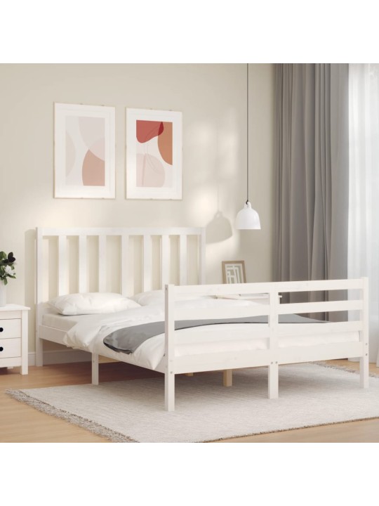 Postel bez matrace bílá 140 x 190 cm masivní borovice
