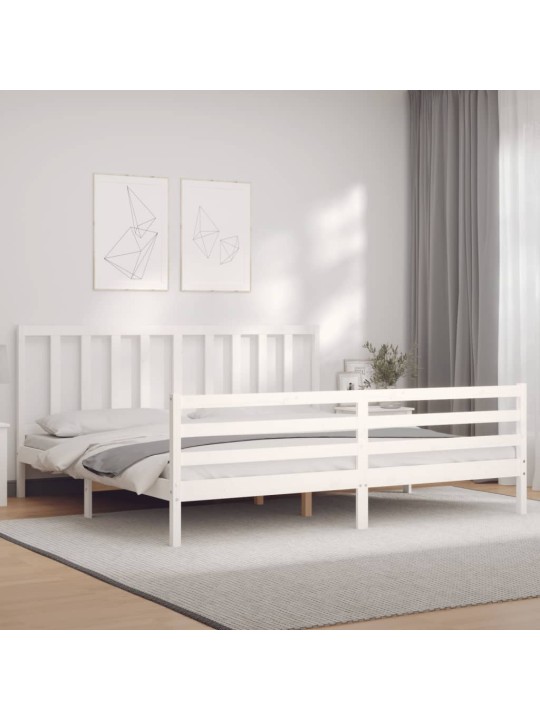 Postel bez matrace bílá 200 x 200 cm masivní borovice