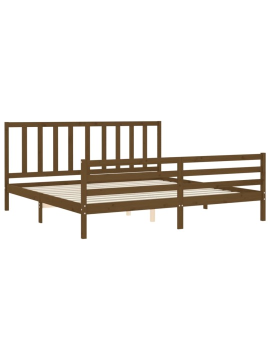 Rám postele s čelem medově hnědý 200 x 200 cm masivní dřevo