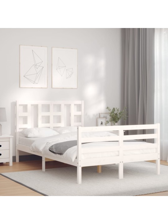 Rám postele s čelem bílý Small Double masivní dřevo