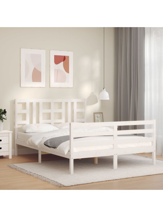 Postel bez matrace bílá 140 x 190 cm masivní borovice
