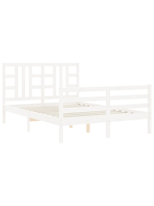Rám postele s čelem bílý King Size masivní dřevo