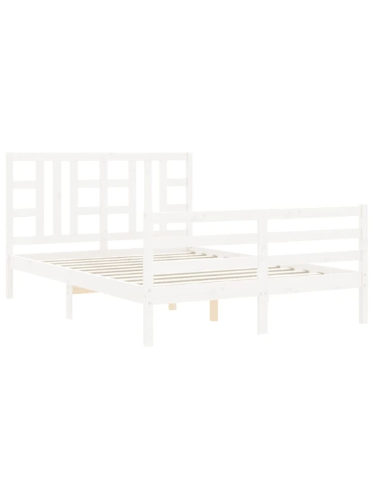 Rám postele s čelem bílý King Size masivní dřevo