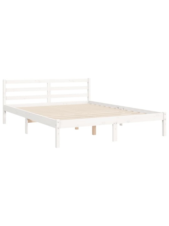 Rám postele s čelem bílý King Size masivní dřevo