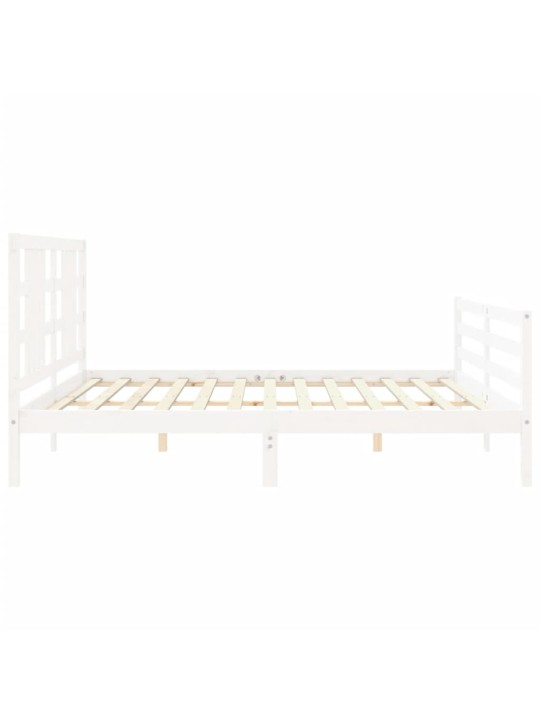 Rám postele s čelem bílý 200 x 200 cm masivní dřevo