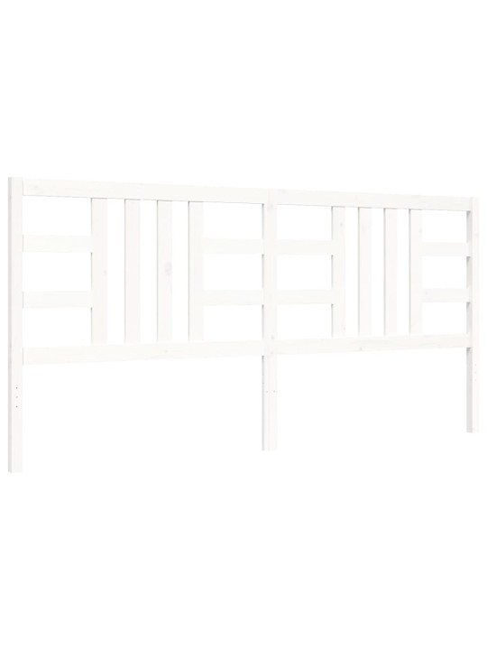 Rám postele s čelem bílý 200 x 200 cm masivní dřevo