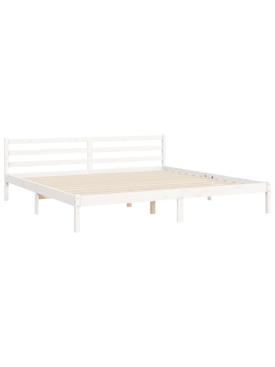 Rám postele s čelem bílý 200 x 200 cm masivní dřevo