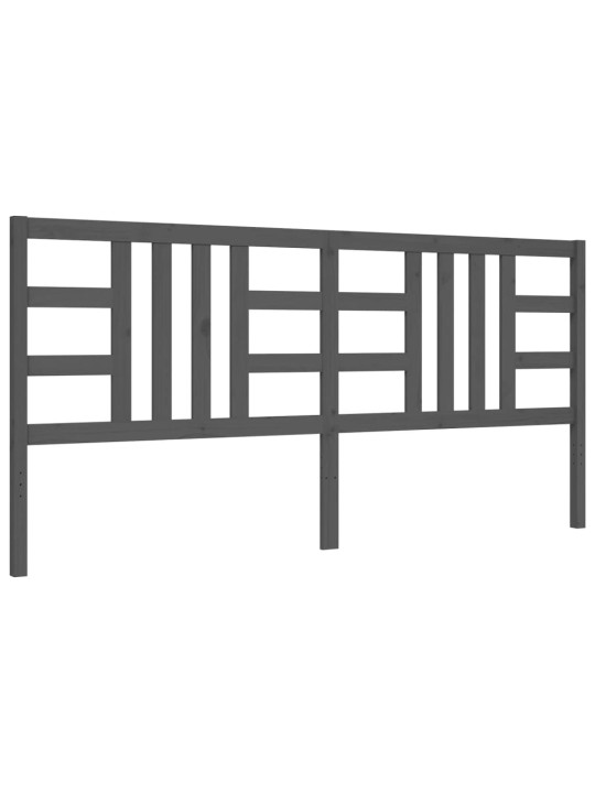 Rám postele s čelem šedý 200 x 200 cm masivní dřevo