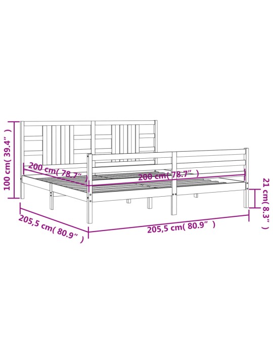 Rám postele s čelem medově hnědý 200 x 200 cm masivní dřevo