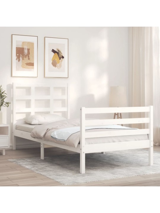 Rám postele s čelem bílý Small Single masivní dřevo