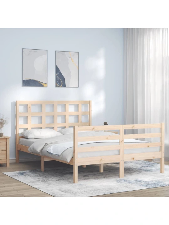 Rám postele s čelem 140 x 190 cm masivní dřevo