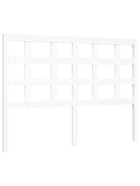 Rám postele s čelem bílý 140 x 190 cm masivní dřevo
