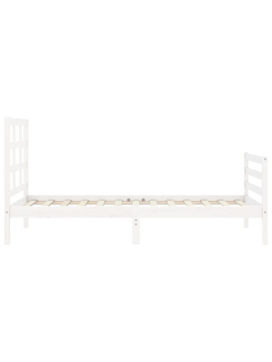Rám postele s čelem bílý 90 x 200 cm masivní dřevo