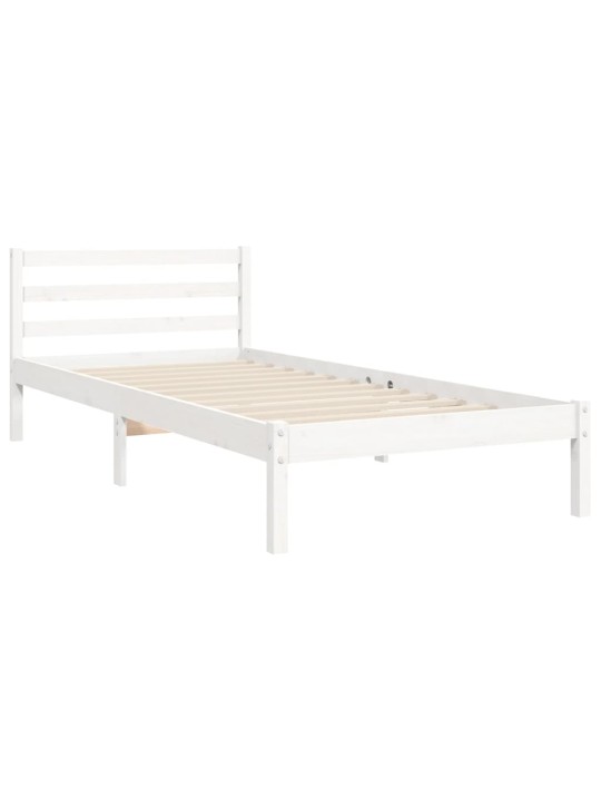 Rám postele s čelem bílý 100 x 200 cm masivní dřevo