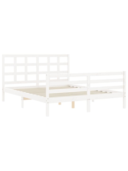 Rám postele s čelem bílý King Size masivní dřevo
