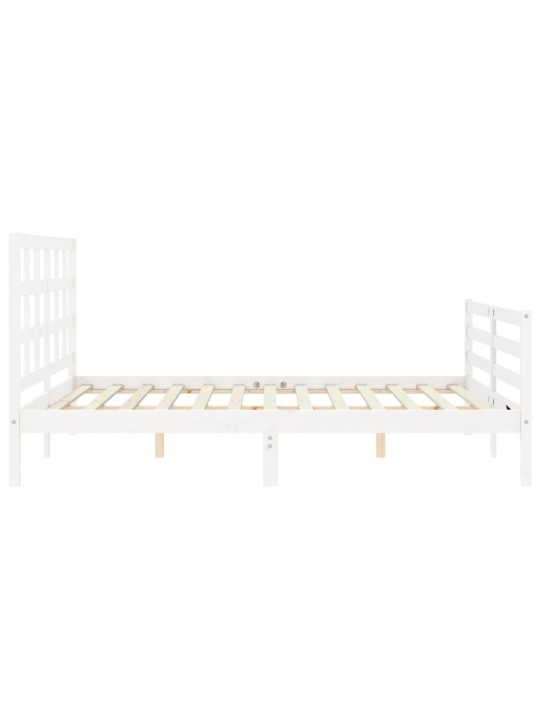 Rám postele s čelem bílý King Size masivní dřevo