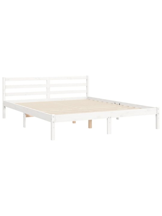 Rám postele s čelem bílý King Size masivní dřevo