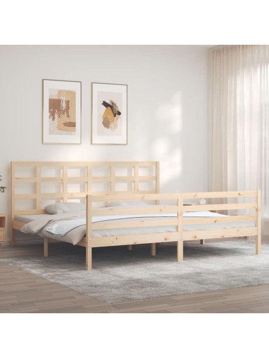 Rám postele s čelem 200 x 200 cm masivní dřevo