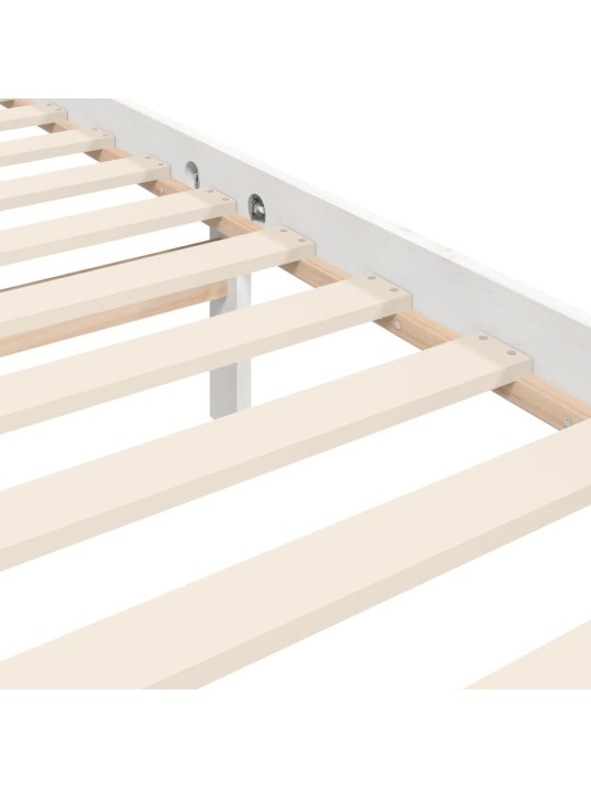 Rám postele s čelem bílý 200 x 200 cm masivní dřevo