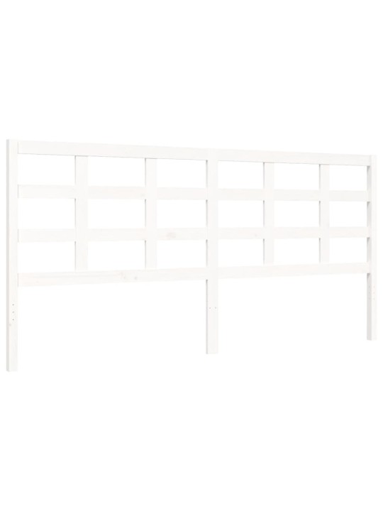 Rám postele s čelem bílý 200 x 200 cm masivní dřevo