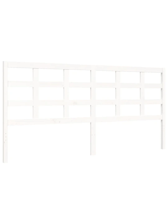 Rám postele s čelem bílý 200 x 200 cm masivní dřevo