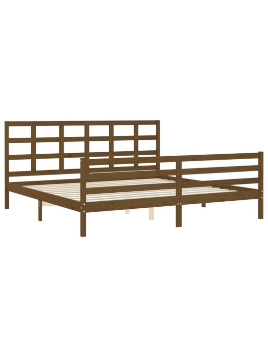 Rám postele s čelem medově hnědý 200 x 200 cm masivní dřevo