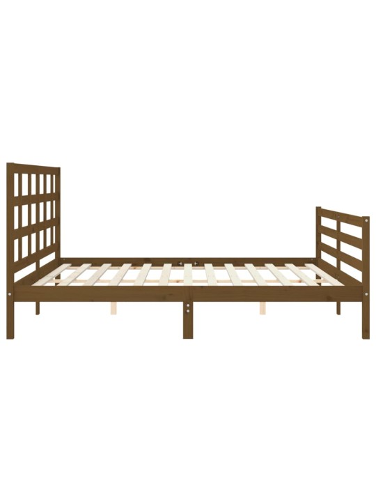 Rám postele s čelem medově hnědý 200 x 200 cm masivní dřevo