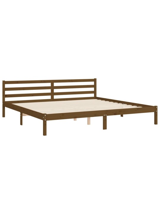Rám postele s čelem medově hnědý 200 x 200 cm masivní dřevo