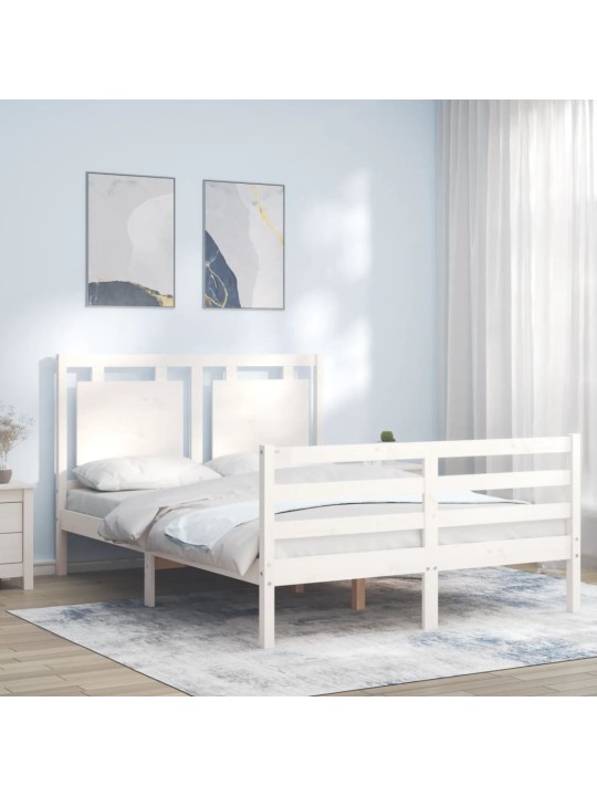 Rám postele s čelem bílý Small Double masivní dřevo