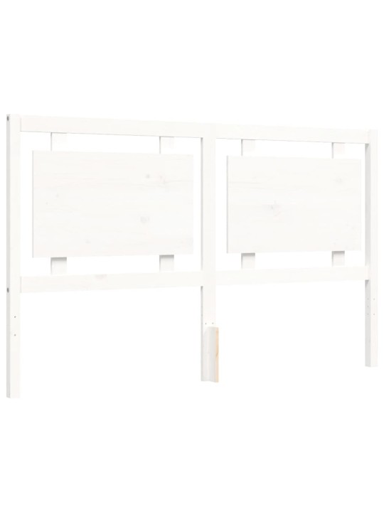 Rám postele s čelem bílý 160 x 200 cm masivní dřevo