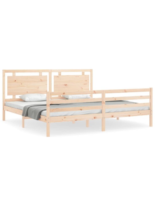 Rám postele s čelem 200 x 200 cm masivní dřevo