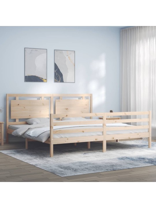 Rám postele s čelem 200 x 200 cm masivní dřevo