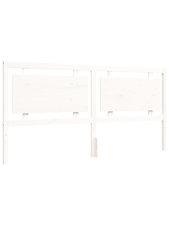 Rám postele s čelem bílý 200 x 200 cm masivní dřevo