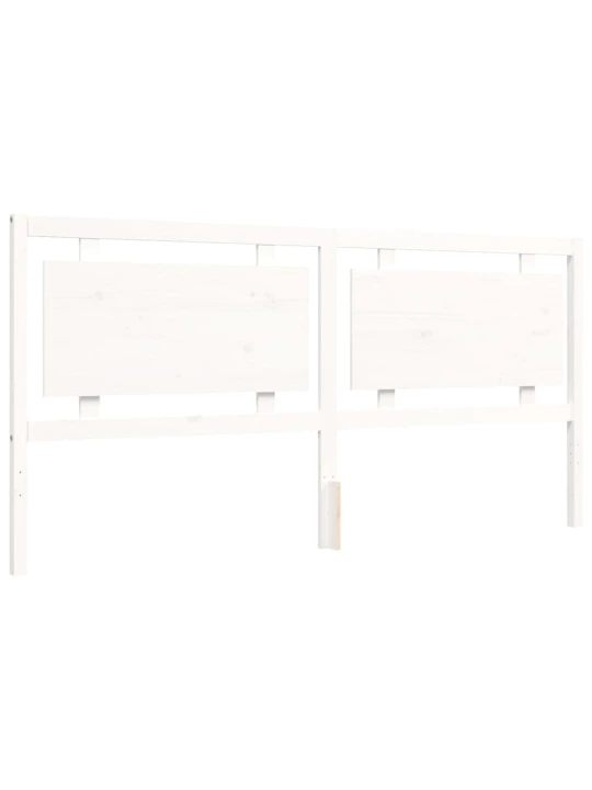 Rám postele s čelem bílý 200 x 200 cm masivní dřevo