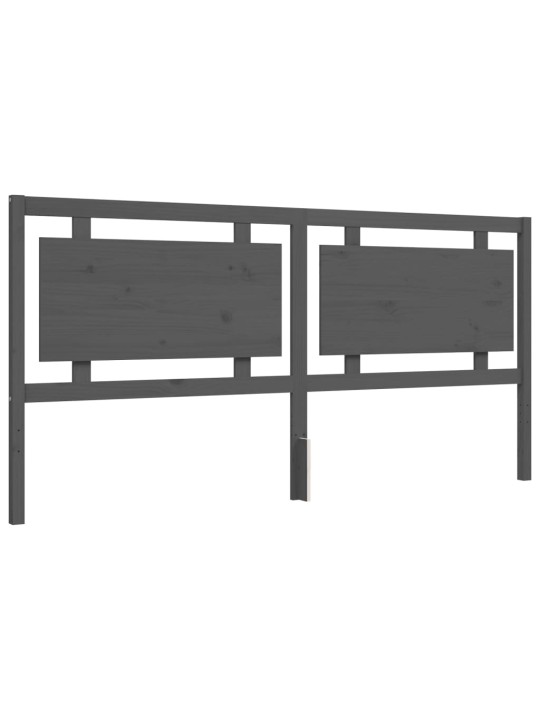 Rám postele s čelem šedý 200 x 200 cm masivní dřevo