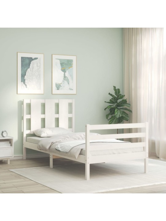 Rám postele s čelem bílý Small Single masivní dřevo