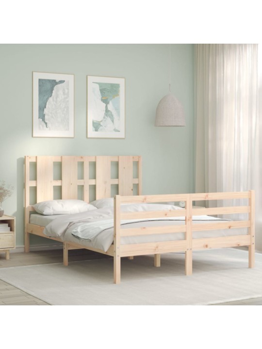 Rám postele s čelem 140 x 190 cm masivní dřevo