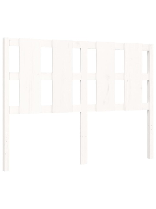 Rám postele s čelem bílý 140 x 190 cm masivní dřevo