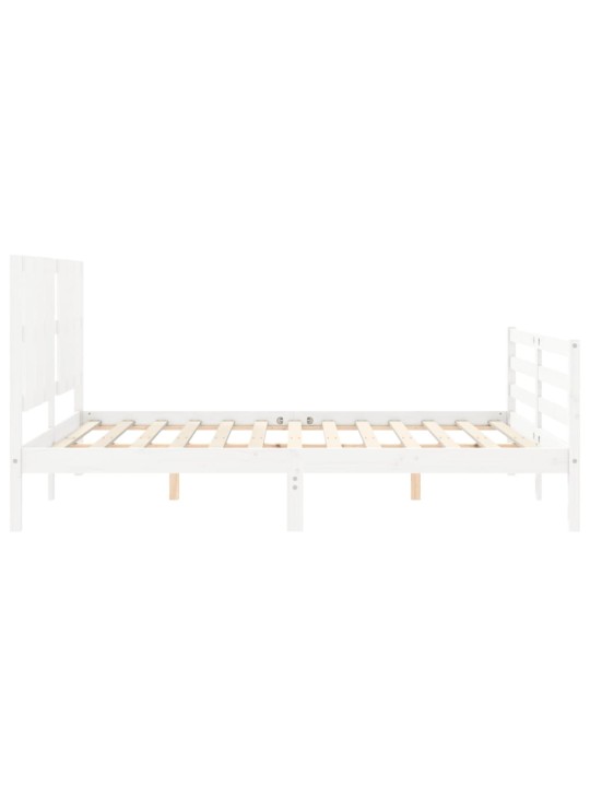 Rám postele s čelem bílý King Size masivní dřevo