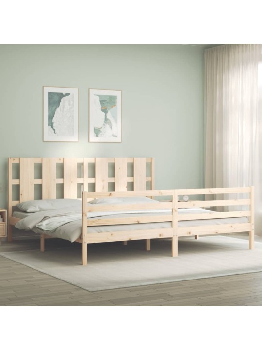Rám postele s čelem 200 x 200 cm masivní dřevo