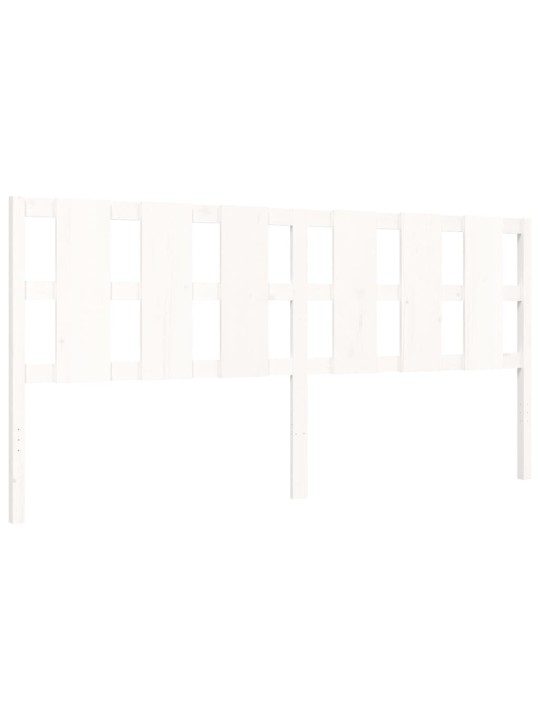 Rám postele s čelem bílý 200 x 200 cm masivní dřevo