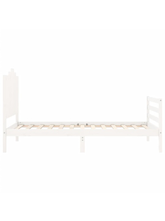 Rám postele s čelem bílý 100 x 200 cm masivní dřevo