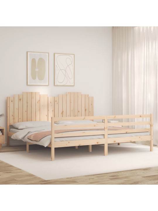 Rám postele s čelem 200 x 200 cm masivní dřevo