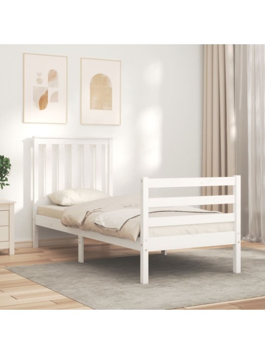 Rám postele s čelem bílý Small Single masivní dřevo