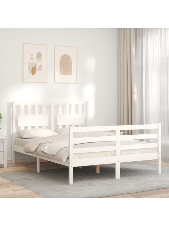 Rám postele s čelem bílý Small Double masivní dřevo