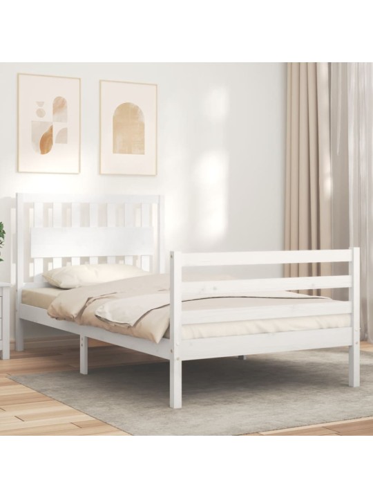 Rám postele s čelem bílý 100 x 200 cm masivní dřevo