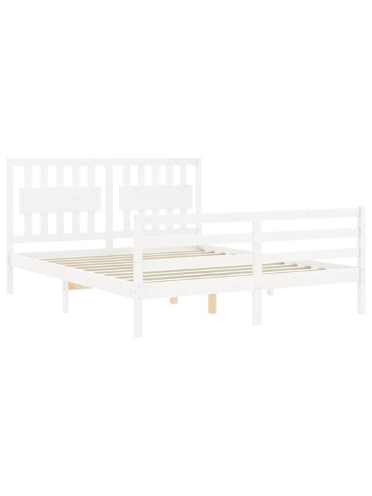 Rám postele s čelem bílý King Size masivní dřevo